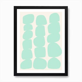 Abstract Geometric  Shapes in Mint Green Art Print