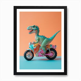 Toy Dinosaur Pattern On A Motorbike 3 Art Print