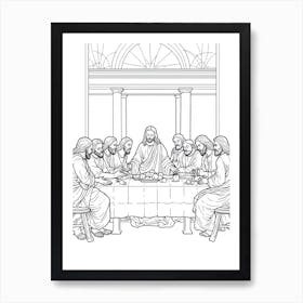 Line Art Inspired By The Last Supper 10 Art Print