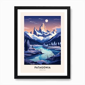 Winter Night  Travel Poster Patagonia Argentina Art Print