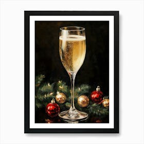 Christmas Glass Of Champagne Poster