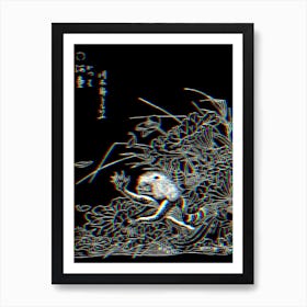 Toriyama Sekien Vintage Japanese Woodblock Negative Glitch Art Yokai Ukiyo-e Kappa Art Print