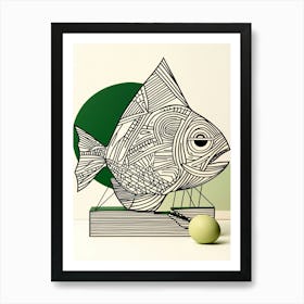 Fish Minmal Art Greenand Black Minimal Print Art Print