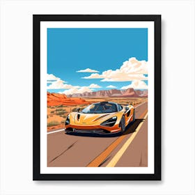 A Mclaren F1 Car In Route 66 Flat Illustration 4 Art Print