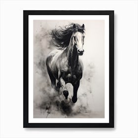 A Horse Painting In The Style Of Monochrome Painting 4 Art Print