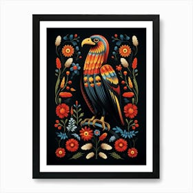 Folk Bird Illustration Hawk Art Print
