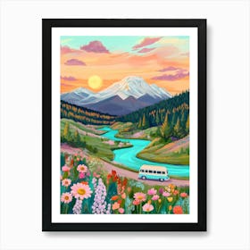 Sunset In The Mountains Art Print