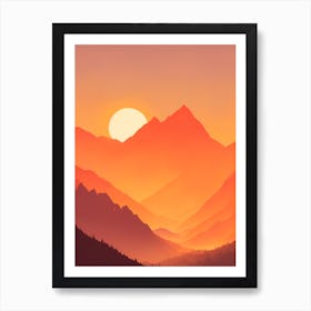 Misty Mountains Vertical Composition In Orange Tone 302 Art Print