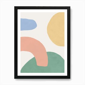 Pastel Colorful Abstract Shapes Kids Nursery Baby Room Decor - Blue Yellow Pink Green Art Print