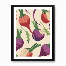 Turnip Root Vegetable Pattern Illustration 3 Art Print