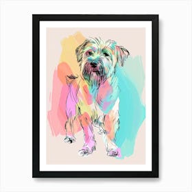 Coated Wheaten Terrier Dog Pastel Line Watercolour Illustration  2 Art Print