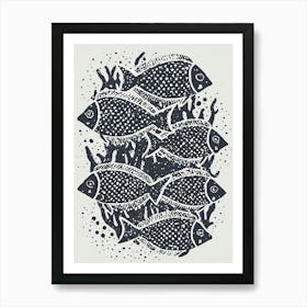 A School Of Tropical Fish In A Vibrant Reef Art Print