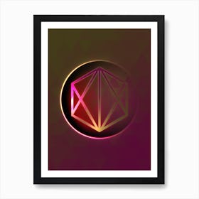 Geometric Neon Glyph on Jewel Tone Triangle Pattern 412 Art Print