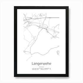 Langerwehe,Germany Minimalist Map Art Print