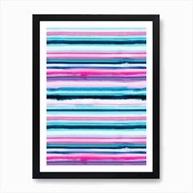 Degrade Stripes Watercolor Pink Art Print