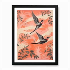 Vintage Japanese Inspired Bird Print Chimney Swift Art Print