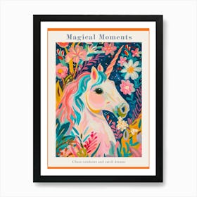 Unicorn Fauvism Inspired Floral Portrait 2 Poster Art Print