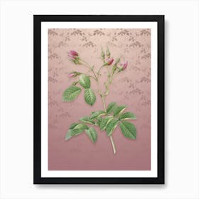 Vintage Crimson Evrat's Rose Botanical on Dusty Pink Pattern n.2167 Art Print