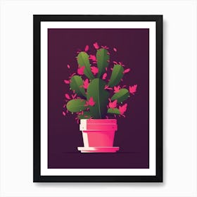 Christmas Cactus Illustration 3 Art Print