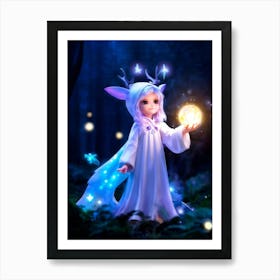 Concept Art Of A Mystical Fairy Tale Character Clutching A Glowing Orb Surrounded By The Surreal En Art Print