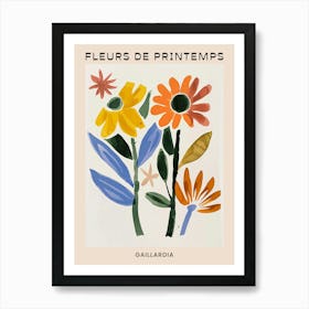 Spring Floral French Poster  Gaillardia 4 Art Print