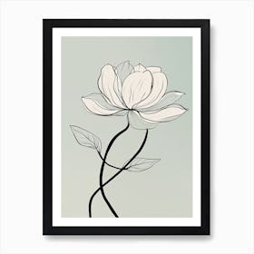 Line Art Lotus Flowers Illustration Neutral 7 Art Print