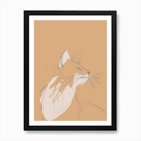 Cat Portrait - Boho, Line Art 3 Art Print