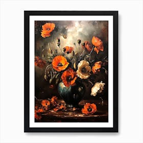 Baroque Floral Still Life Poppy 3 Art Print