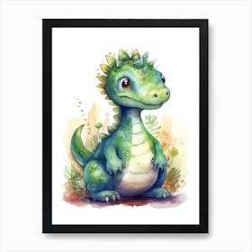 Saltasaurus Cute Dinosaur Watercolour 1 Art Print