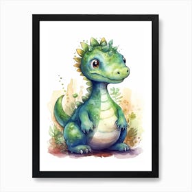 Saltasaurus Cute Dinosaur Watercolour 1 Affiche