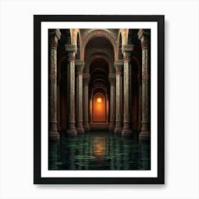 Basilica Cistern Yerebatan Sarnc Pixel Art 6 Art Print