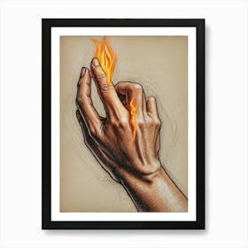 Flaming Hand Art Print