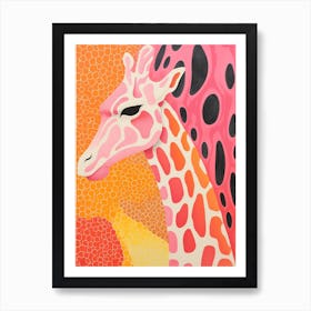 Pink Orange Giraffe Portrait Patterns 3 Art Print