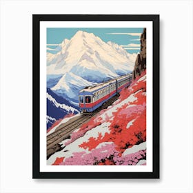 Tateyama Kurobe Alpine Route, Japan Vintage Travel Art 4 Art Print