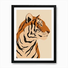 Jungle Safari Tiger on Cream Art Print