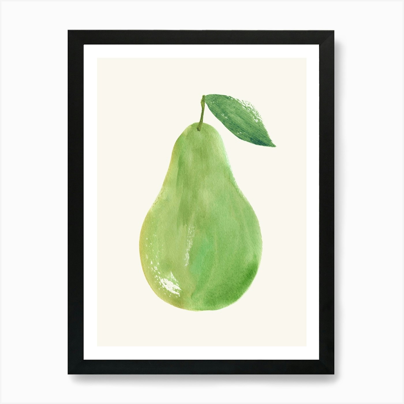 Pintura de acuarela verde pera fruta enmarcada arte de pared póster lienzo impresión cuadro - Imagen 2 de 4