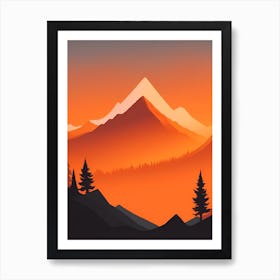 Misty Mountains Vertical Composition In Orange Tone 29 Art Print