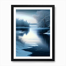 Frozen Lake Waterscape Crayon 1 Art Print