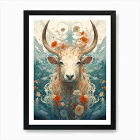 Highland Cow Bull Art Print