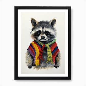 Baby Animal Wearing Sweater Raccoon 1 Art Print