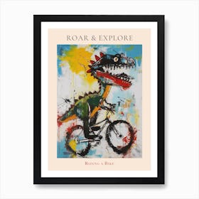 Abstract Dinosaur Riding A Bike Painting 2 Poster Art Print