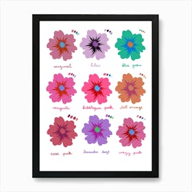 Colorful flower illustration decor - into the garden  Art Print