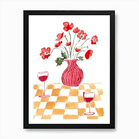 Flowers and Wine Art Print