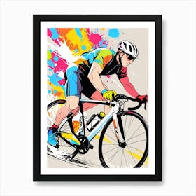 Colorful Bike Rider Art Print