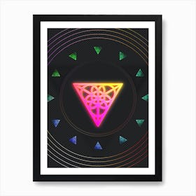 Neon Geometric Glyph in Pink and Yellow Circle Array on Black n.0410 Art Print