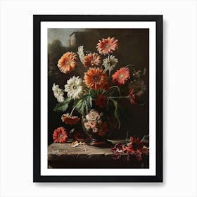 Baroque Floral Still Life Gerbera Daisy 4 Art Print