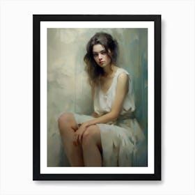 Girl In White Dress Art Print