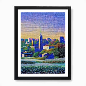 Grand Prairie, City Us  Pointillism Art Print