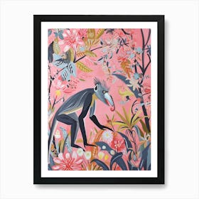 Floral Animal Painting Mandrill 1 Art Print