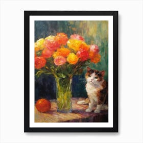 Ranunculus With A Cat 4 Art Print